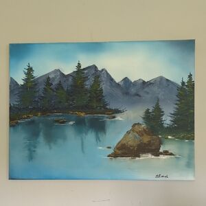 Serene Mountain Lake Canvas Art